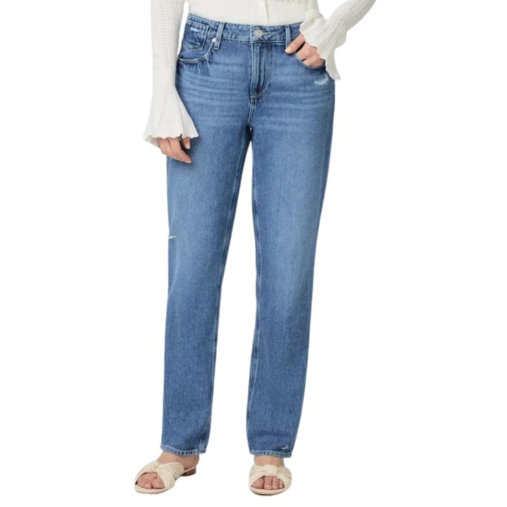 PAIGE Jeans Womens Size 29 Blue Relaxed Noella Distressed Straight Leg High Rise